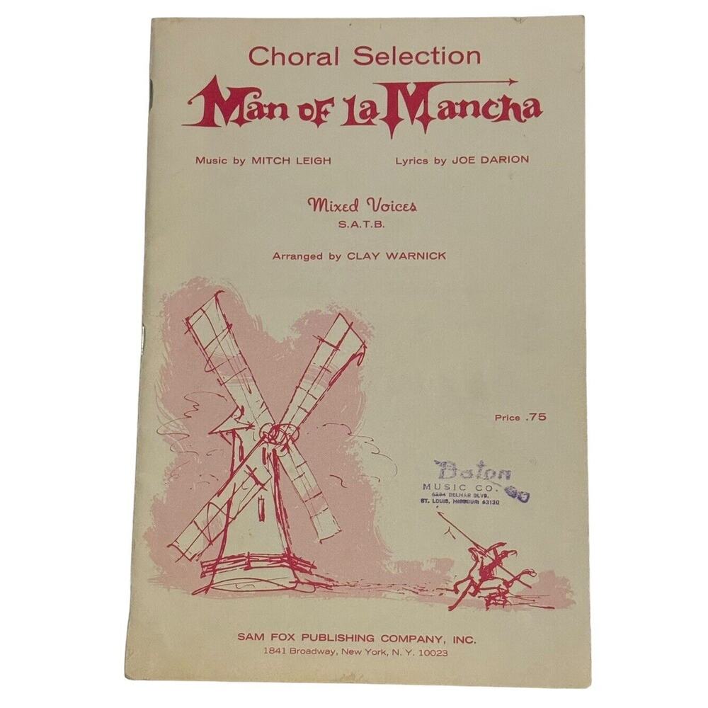 Man of La Mancha VTG Musical Choral Selection Sheet‎ Music Book 1966 Theatre
